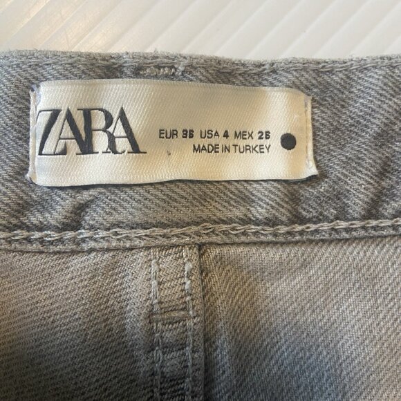 ZARA ZW THE METALLIC JEANS PANTS SILVER Size 4 Party Going Out Date Night - Picture 7 of 9